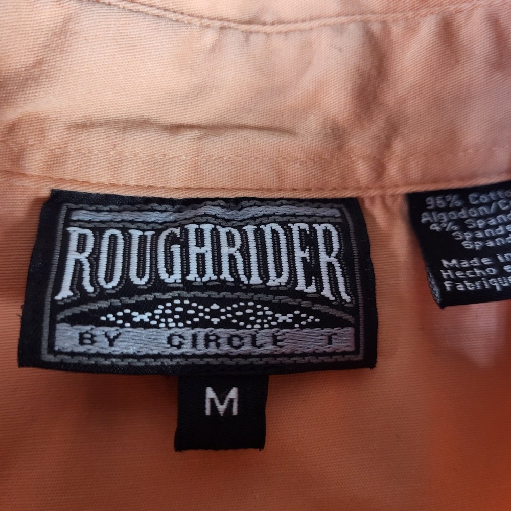 VNTG Roughrider by Circle T Peach Floral Embroidered Western Button Down Shirt M - Picture 3 of 7